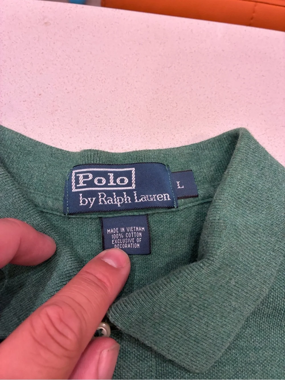 Ralph Lauren Green Polo with Purple Pony Emblem